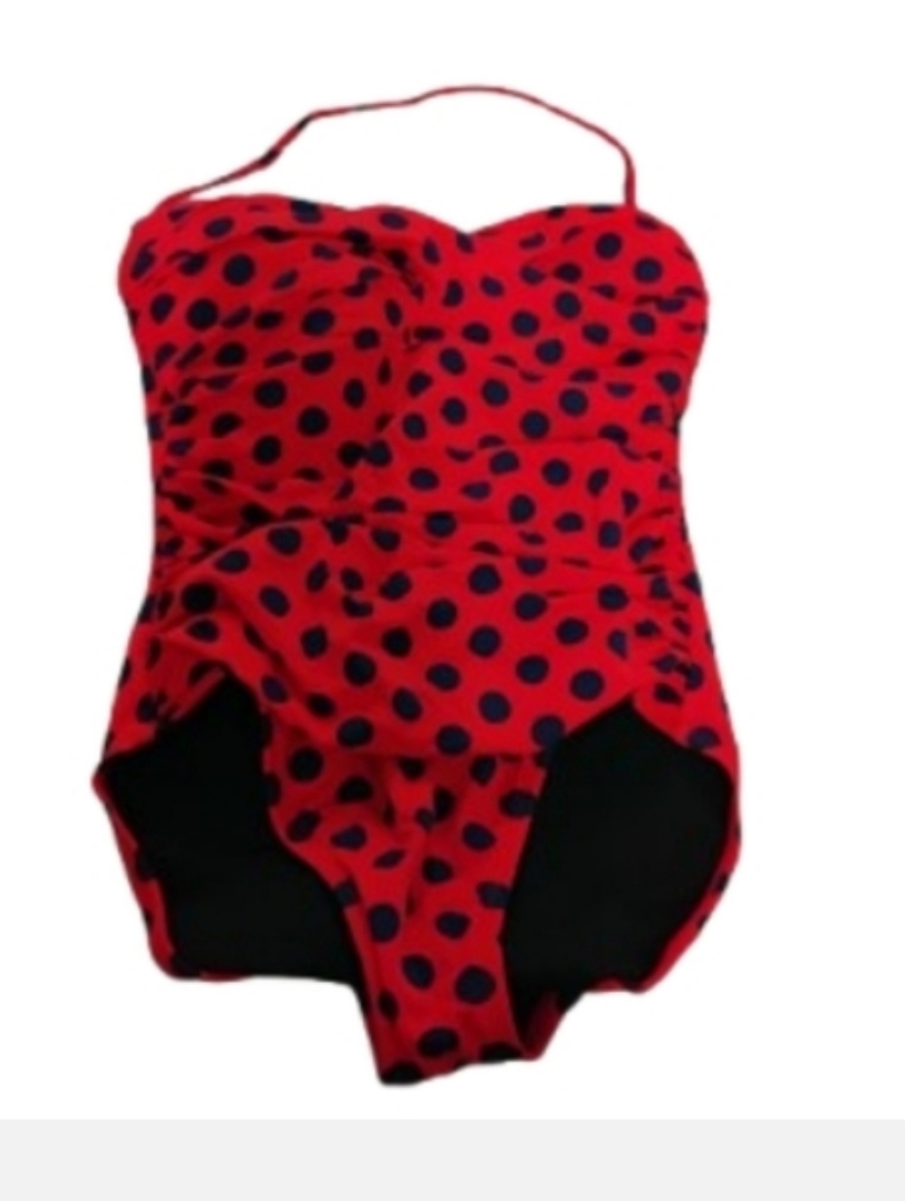 La Blanca Red and Blue Polka Dot Halter Retro One Piece Swimsuit Sz 6
